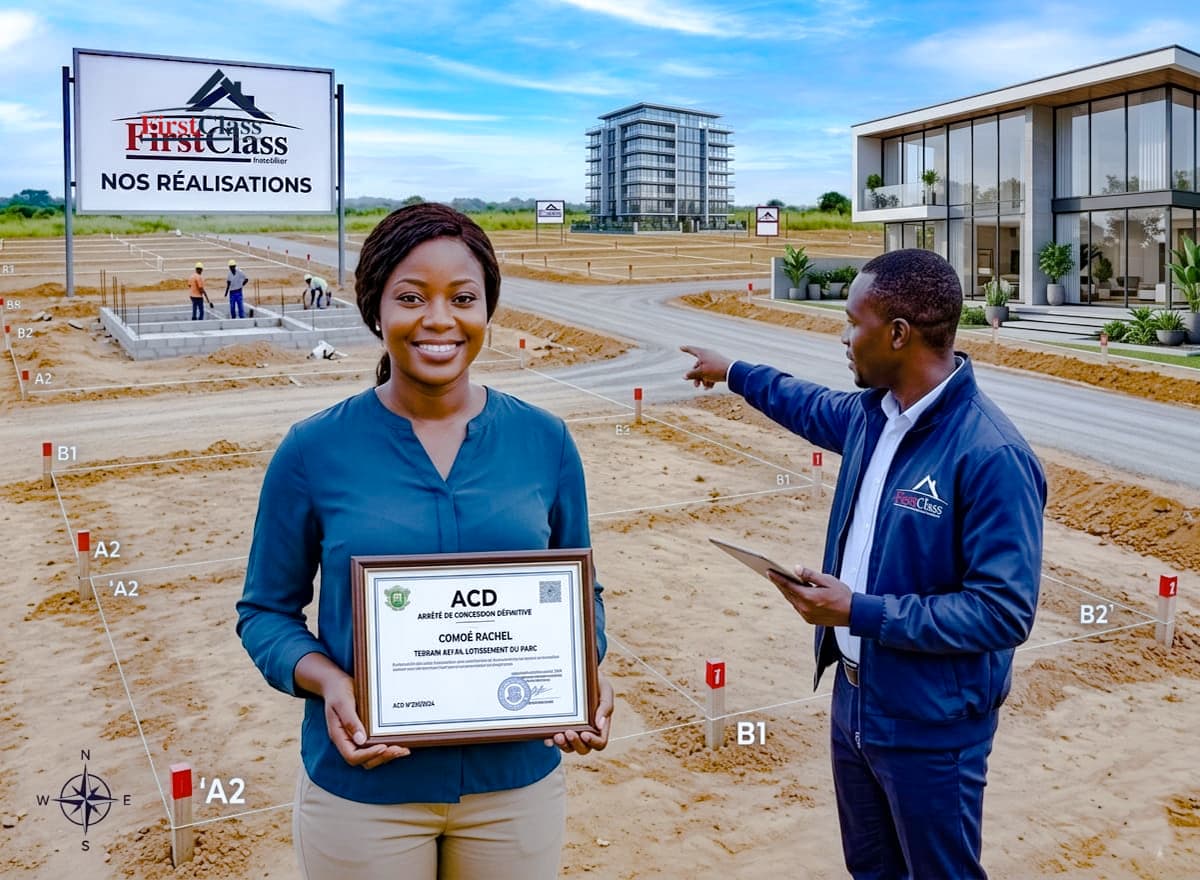 Cliente recevant son ACD avec un agent FirstClass Immobilier