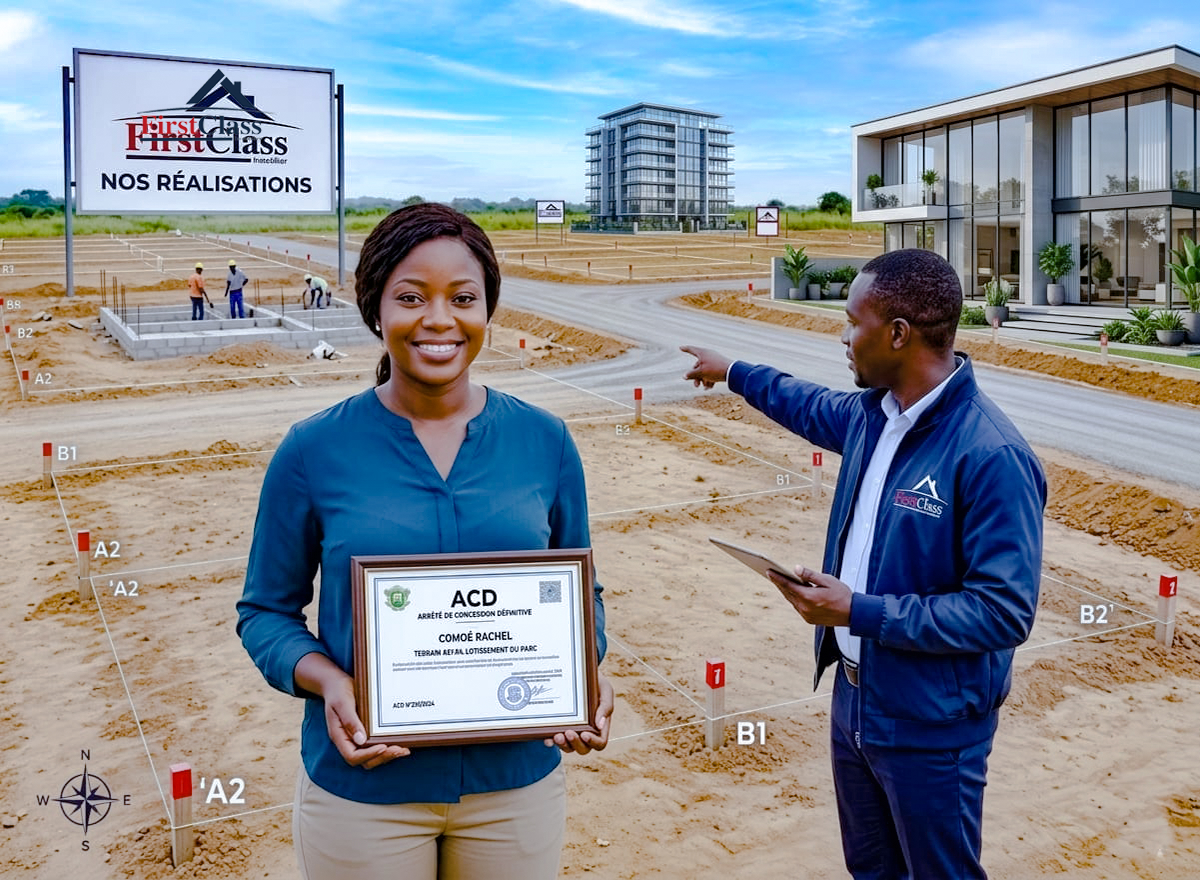 Cliente recevant son ACD avec un agent FirstClass Immobilier